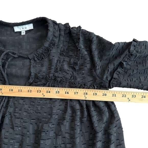 IRO Blouse Women's Size 34/US 4 Black Keyhole Neckline Long Sleeves with button - Picture 12 of 16